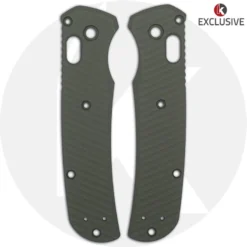 MODIFIED Benchmade Bugout 535 + KP Exclusive Panzer Green Cerakote AWT Aluminum Scales + KP Black Thumbstud & Standoffs -Knives Shop AWT PANZER ARCHON FRONT