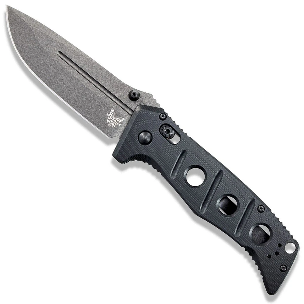 Benchmade Adamas 275GY-1 Knife - Shane Sibert - Tungsten Grey CruWear Drop Point - Black G10 - AXIS Lock Folder - USA Made 1 Benchmade Adamas 275GY-1 Knife - Shane Sibert - Tungsten Grey CruWear Drop Point - Black G10 - AXIS Lock Folder - USA Made