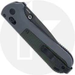 Benchmade Redoubt 430SBK - Part Serrated - Black D2 Drop Point - Overlander Gray Grivory And Forest Green - AXIS Lock Folder - USA Made -Knives Shop BM 430SBK CLOSED BACK