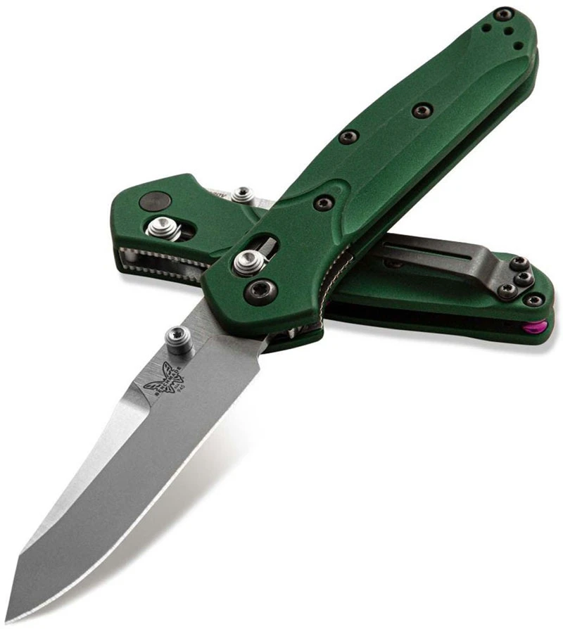 Benchmade Mini Osborne 945 Knife - Warren Osborne - Satin S30V Reverse Tanto - Green Aluminum - AXIS Lock Folder - USA Made 2 Benchmade Mini Osborne 945 Knife - Warren Osborne - Satin S30V Reverse Tanto - Green Aluminum - AXIS Lock Folder - USA Made - Image 2