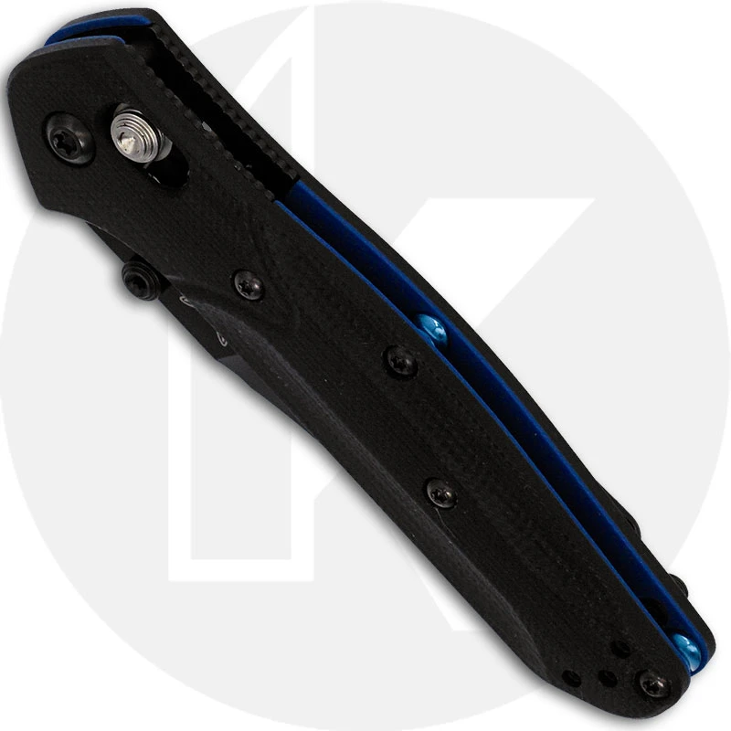 Benchmade Mini Osborne 945BK-1 Knife - Warren Osborne - Black S30V Reverse Tanto - Black G10 With Blue Base Layer - AXIS Lock Folder - USA Made 2 Benchmade Mini Osborne 945BK-1 Knife - Warren Osborne - Black S30V Reverse Tanto - Black G10 With Blue Base Layer - AXIS Lock Folder - USA Made - Image 2