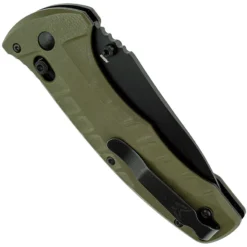 Benchmade 980SBK Turret Knife Part Serrated Black Drop Point, Olive Drab G10 AXIS Lock Folder USA Made -Knives Shop BM 980SBK CLOSED BACK