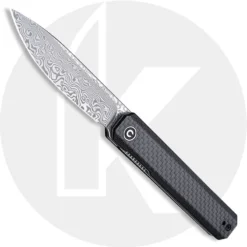 CIVIVI Exarch Knife C2003DS-1 - Damascus Drop Point - Black G10 And Twill Carbon Fiber - Liner Lock - Front Flipper Folder