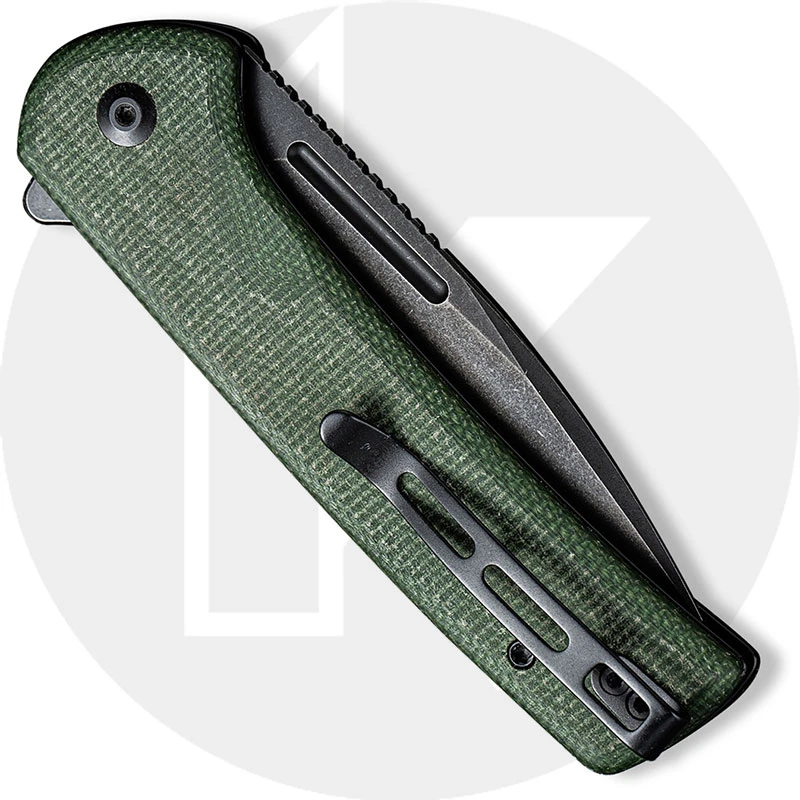 CIVIVI Conspirator C21006-2 - Black Stonewash Nitro-V - Green Micarta - Button Lock Flipper Folder 3 CIVIVI Conspirator C21006-2 - Black Stonewash Nitro-V - Green Micarta - Button Lock Flipper Folder - Image 3