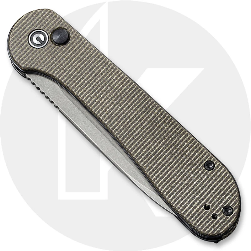 CIVIVI Button Lock Elementum C2103C - Gray Stonewash 14C28N - Dark Green Micarta - Manual Action - Button Lock Folder 2 CIVIVI Button Lock Elementum C2103C - Gray Stonewash 14C28N - Dark Green Micarta - Manual Action - Button Lock Folder - Image 2