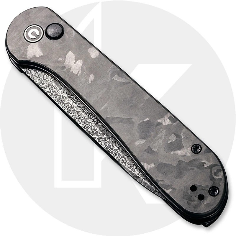 CIVIVI Button Lock Elementum C2103DS-3 - Black Hand Rubbed Damascus - Black Marble Carbon Fiber - Manual Action - Button Lock Folder 2 CIVIVI Button Lock Elementum C2103DS-3 - Black Hand Rubbed Damascus - Black Marble Carbon Fiber - Manual Action - Button Lock Folder - Image 2