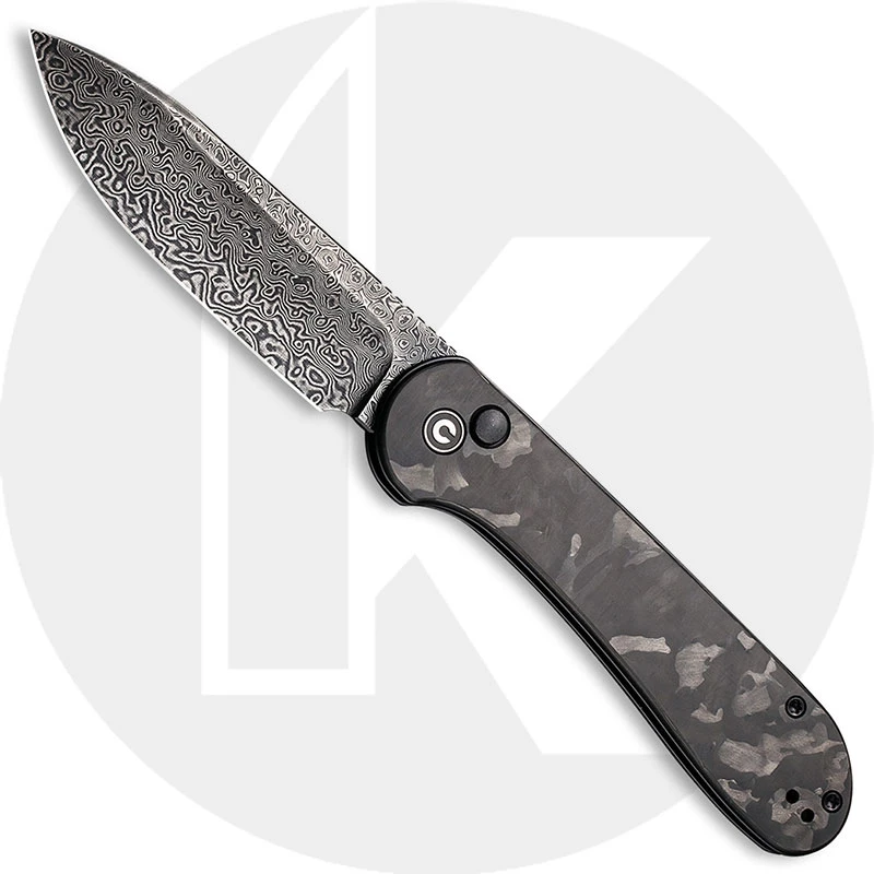 CIVIVI Button Lock Elementum C2103DS-3 - Black Hand Rubbed Damascus - Black Marble Carbon Fiber - Manual Action - Button Lock Folder 1 CIVIVI Button Lock Elementum C2103DS-3 - Black Hand Rubbed Damascus - Black Marble Carbon Fiber - Manual Action - Button Lock Folder