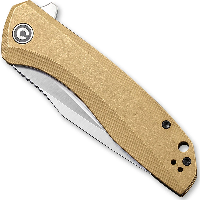 CIVIVI Baklash Knife C801J - Satin 154CM Drop Point - Stonewash Brass - Liner Lock Flipper Folder 2 CIVIVI Baklash Knife C801J - Satin 154CM Drop Point - Stonewash Brass - Liner Lock Flipper Folder - Image 2