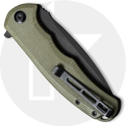 CIVIVI Praxis Knife C803F - Value Price EDC - Black Stonewash Drop Point - OD Green G10 - Liner Lock Flipper Folder -Knives Shop C803F CLOSED BACK