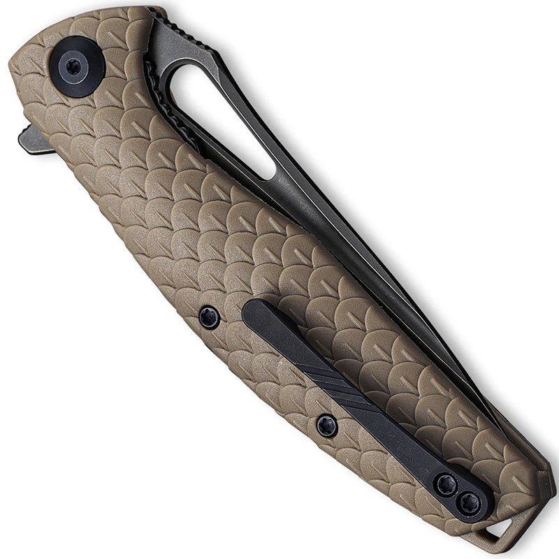 CIVIVI Wyvern Knife C902F - Black Stonewash D2 Drop Point - Tan FRN - Liner Lock Flipper Folder 2 CIVIVI Wyvern Knife C902F - Black Stonewash D2 Drop Point - Tan FRN - Liner Lock Flipper Folder - Image 2