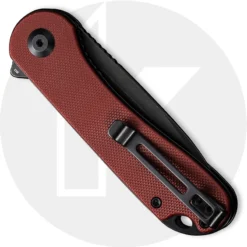 CIVIVI Elementum Knife C907A-1 - Black Stonewash D2 Drop Point - Burgundy G10 - Liner Lock Flipper Folder -Knives Shop C907A 1 Elementum CLOSED BACK