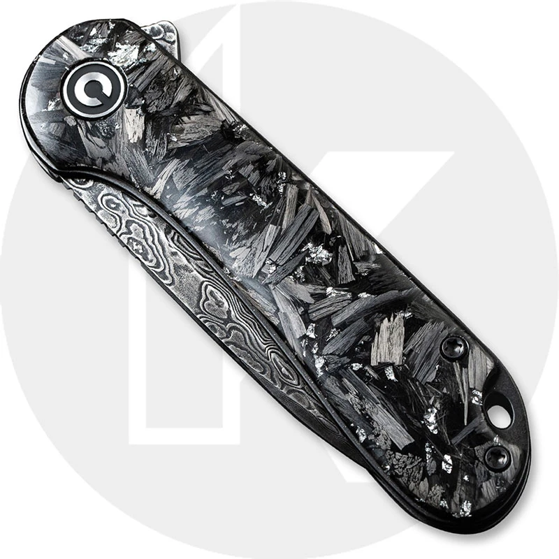 CIVIVI Elementum C907C-DS2 - Black Damascus Drop Point - Shredded CF / Silvery Shred - Liner Lock Flipper Folder 2 CIVIVI Elementum C907C-DS2 - Black Damascus Drop Point - Shredded CF / Silvery Shred - Liner Lock Flipper Folder - Image 2
