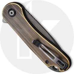 CIVIVI Elementum C907T-A - Black Stonewash D2 Tanto - Black Hand Rubbed Brass - Liner Lock - Flipper Folder -Knives Shop C907T A ElementumTanto CLOSED BACK