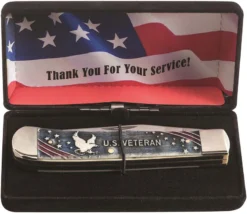 Case 16300 U.S. Veteran Trapper Knife Gift Set Embellished Smooth Natural Bone 6254SS