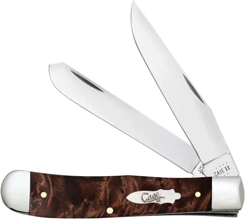 Case Trapper Knife 64060 - Brown Maple Burl Wood - 7254SS 1 Case Trapper Knife 64060 - Brown Maple Burl Wood - 7254SS