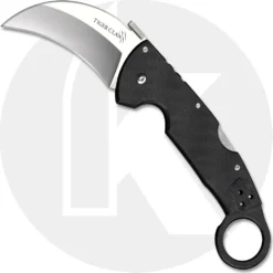 Cold Steel Tiger Claw 22C Karambit Knife - S35VN Hawkbill Blade - Black G10 Handle With Ring Pommel