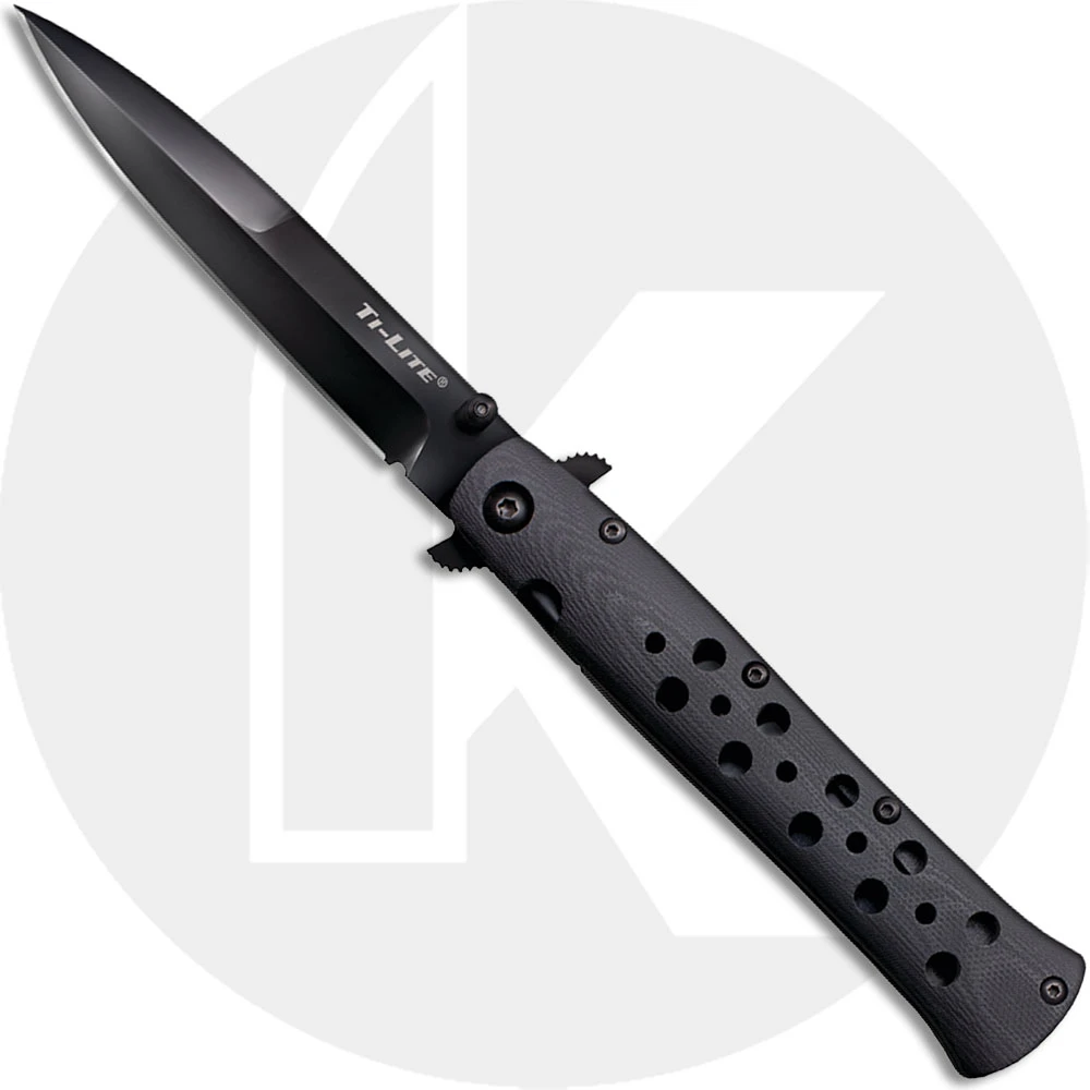 Cold Steel Ti-Lite G10 26C4 Knife - 4 Inch S35VN Black Blade - Black G10 Open On Withdrawal 1 Cold Steel Ti-Lite G10 26C4 Knife - 4 Inch S35VN Black Blade - Black G10 Open On Withdrawal