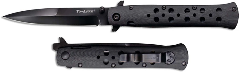 Cold Steel Ti-Lite G10 26C4 Knife - 4 Inch S35VN Black Blade - Black G10 Open On Withdrawal 2 Cold Steel Ti-Lite G10 26C4 Knife - 4 Inch S35VN Black Blade - Black G10 Open On Withdrawal - Image 2