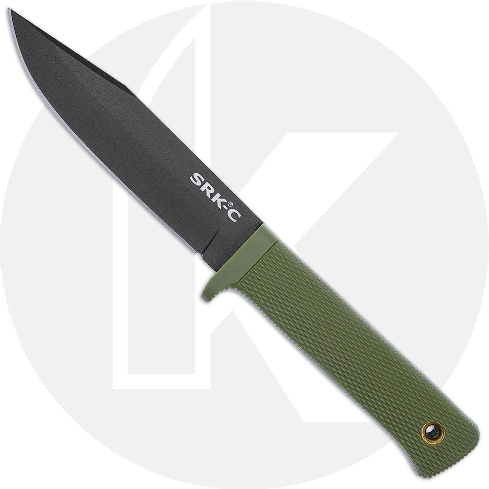 Cold Steel SRK Compact - Black SK-5 Clip Point Fixed Blade - Olive Drab Kray-Ex - 49LCKD-ODBK 1 Cold Steel SRK Compact - Black SK-5 Clip Point Fixed Blade - Olive Drab Kray-Ex - 49LCKD-ODBK