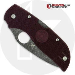 MODIFIED Spyderco Chaparral Lightweight - The Ron Burgundy - Acid Stonewash - Rit Dyed Handle -Knives Shop DSC05194 3 LOGO