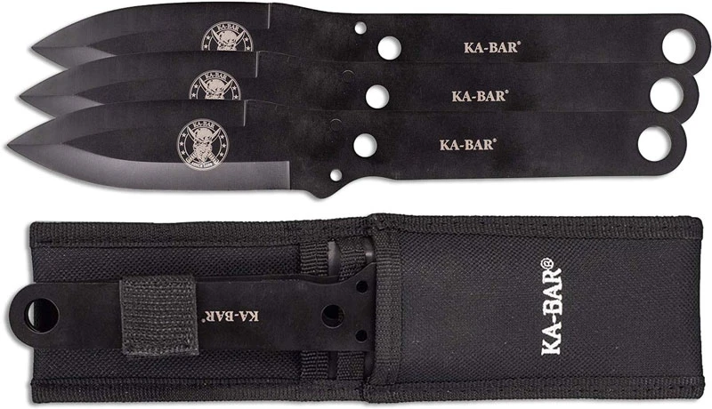 KABAR Throwing Knife Set 1121 - Single Piece Black Stainless Steel - Spear Point Blade - Triple Set 1 KABAR Throwing Knife Set 1121 - Single Piece Black Stainless Steel - Spear Point Blade - Triple Set