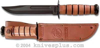 KABAR Knife, USMC Plain Edge With Leather Sheath, KA-1217 1 KABAR Knife, USMC Plain Edge With Leather Sheath, KA-1217