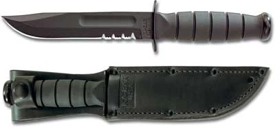 KA-1257, KA-BAR Short Black Utility, Part Serrated Edge, Leather 1 KA-1257, KA-BAR Short Black Utility, Part Serrated Edge, Leather
