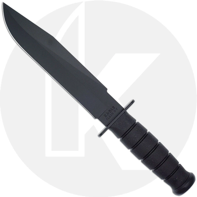 KA-BAR Black Fighter - 1269 - Plain Edge Clip Point - Black Kraton G - USA Made 1 KA-BAR Black Fighter - 1269 - Plain Edge Clip Point - Black Kraton G - USA Made