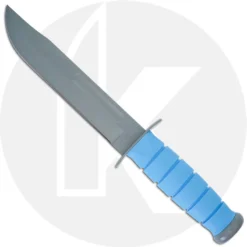 KABAR USSF SPACE-BAR 1313SF - Fighting Utility Knife - Gray 1095 Clip Point Fixed Blade - Blue Kraton G - USA Made