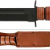 KABAR 1320 Single Mark KA-BAR Fighting Utility Knife - Black Clip Point Fixed Blade - No Military Branch Designation - Leather Handle - USA Made