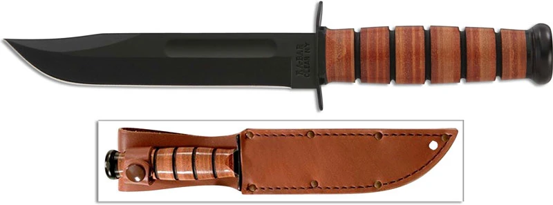 KABAR 1320 Single Mark KA-BAR Fighting Utility Knife - Black Clip Point Fixed Blade - No Military Branch Designation - Leather Handle - USA Made 1 KABAR 1320 Single Mark KA-BAR Fighting Utility Knife - Black Clip Point Fixed Blade - No Military Branch Designation - Leather Handle - USA Made