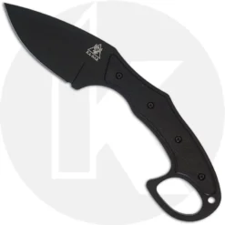 KABAR TDI Pocket Strike 2491 - Compact EDC Fixed Blade - Black Drop Point - Black Nylon / Fiberglass With Ring Pommel