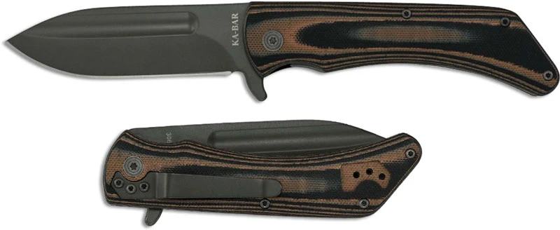KABAR 3066 Mark 98 Folder Black Spear Point Brown And Black G10 Liner Lock Flipper Knife 1 KABAR 3066 Mark 98 Folder Black Spear Point Brown And Black G10 Liner Lock Flipper Knife