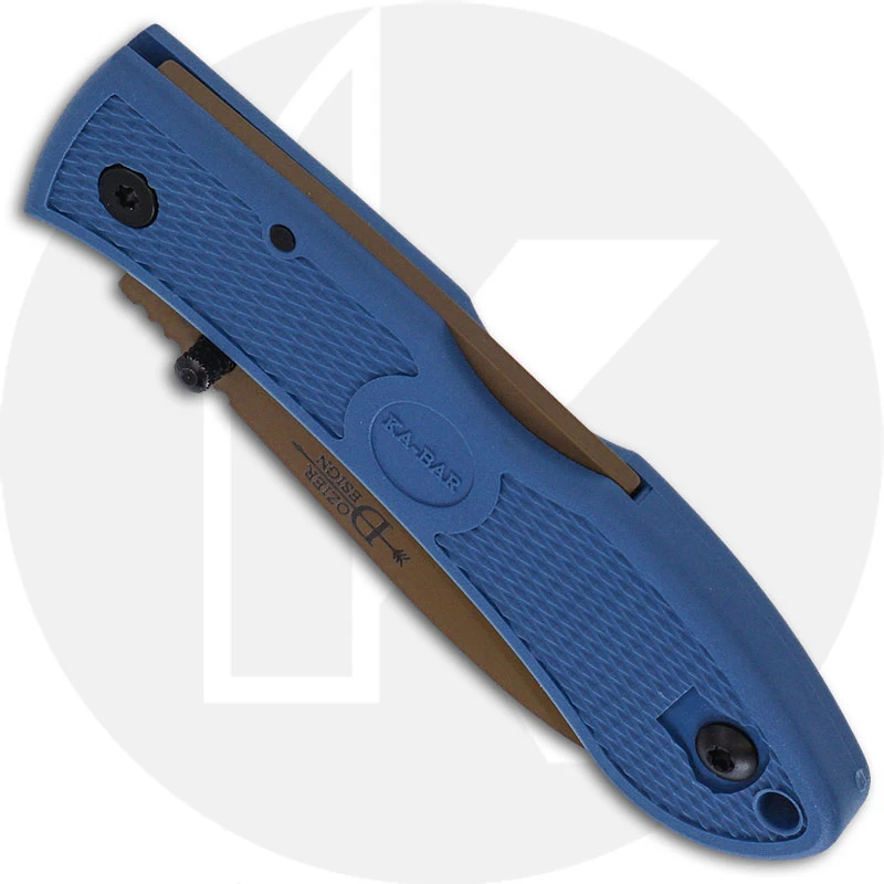 KABAR Dozier D2 Folding Hunter 4062D2 - Value Priced EDC - Dark Tan D2 Drop Point - Blue Zytel - Lock Back Folder 2 KABAR Dozier D2 Folding Hunter 4062D2 - Value Priced EDC - Dark Tan D2 Drop Point - Blue Zytel - Lock Back Folder - Image 2