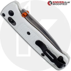 MODIFIED Benchmade Mini Bugout White 533 Knife - Satin Blade -Knives Shop KP 533 2 CLOSED BACK LOGO