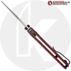 MODIFIED Benchmade Mini Bugout Red Dragon 533 Knife - Satin Blade - Rit Dyed Handle - KP Black Thumbstud & Standoffs -Knives Shop KP 533 3 BACK OPEN LOGO