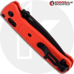 MODIFIED Benchmade Mini Bugout Orange 533BK-1 Knife - Black Blade -Knives Shop KP 533BK1 4 CLOSED BACK LOGO