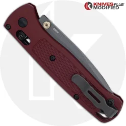 MODIFIED Benchmade Bugout 535GRY-1 Knife - Blood Red Rit Dye Handle -Knives Shop KP 535GRY1 1 CLOSED BACK 2