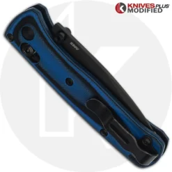 MODIFIED Benchmade Mini Bugout 533BK Knife + KP Contoured Black / Cobalt Blue G10 Scales -Knives Shop KP BLUEMINIBUGOUT CLOSED BACK