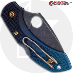 MODIFIED Spyderco K390 Dragonfly Knife - Acid Stonewash - Heat Color Hardware - Rit Dye Fade -Knives Shop KP C28K390 CLOSED BACK LOGO