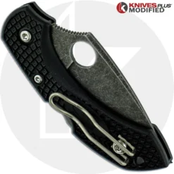 MODIFIED Spyderco Dragonfly 2 - ACID WASH - Black Handle -Knives Shop KP C28PBK2 1 CLOSED BACK LOGO