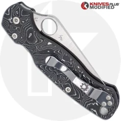 MODIFIED Spyderco Para Military 2 Knife + KP Aluminum Fiber Scales -Knives Shop KP C81 12 CLOSED BACK