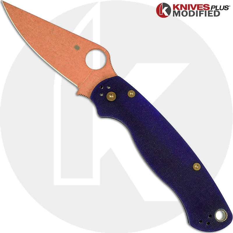 MODIFIED Spyderco Para Military 2 - S110V - CopperWash - Blue G10 1 MODIFIED Spyderco Para Military 2 - S110V - CopperWash - Blue G10