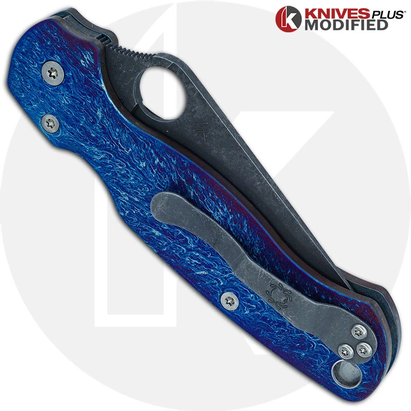 MODIFIED Spyderco Para Military 2 Knife With Acid Stonewash + KP Titanium Scales MAYHEM FINISH 3 MODIFIED Spyderco Para Military 2 Knife With Acid Stonewash + KP Titanium Scales MAYHEM FINISH - Image 3