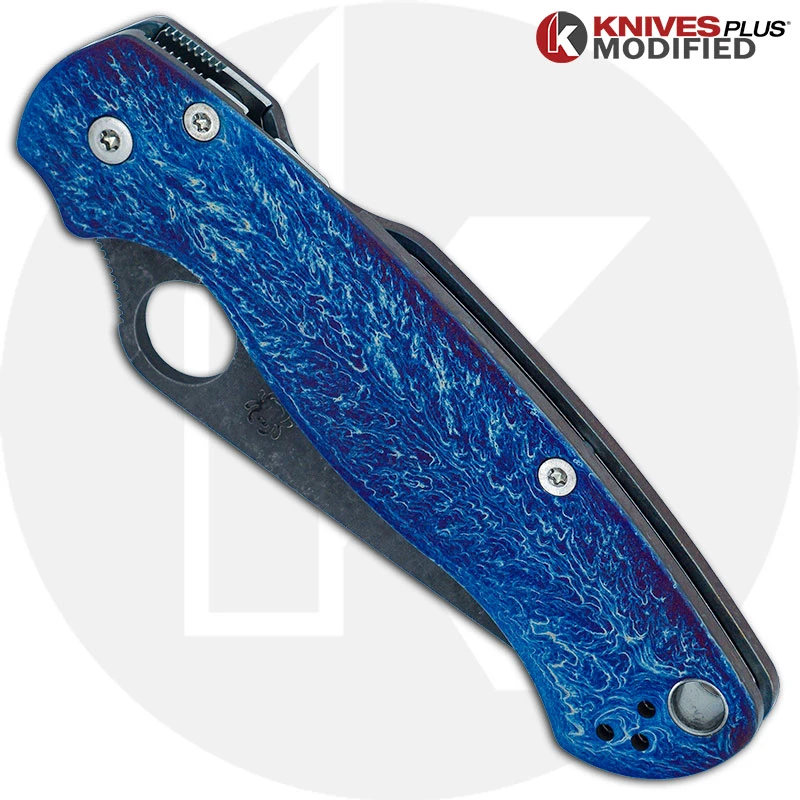 MODIFIED Spyderco Para Military 2 Knife With Acid Stonewash + KP Titanium Scales MAYHEM FINISH 2 MODIFIED Spyderco Para Military 2 Knife With Acid Stonewash + KP Titanium Scales MAYHEM FINISH - Image 2