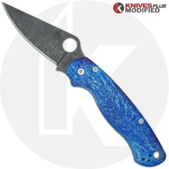 MODIFIED Spyderco Para Military 2 Knife With Acid Stonewash + KP Titanium Scales MAYHEM FINISH