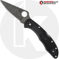 MODIFIED Spyderco Delica 4 - Acid Wash - Black Handle/Black Backspacer