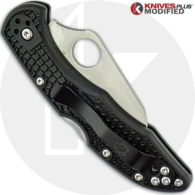 MODIFIED Spyderco Delica 4 Knife - Federal 2.5 Inch Regrind - Satin Blade 4 MODIFIED Spyderco Delica 4 Knife - Federal 2.5 Inch Regrind - Satin Blade - Image 4