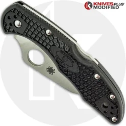MODIFIED Spyderco Delica 4 Knife - Federal 2.5 Inch Regrind - Satin Blade 6 MODIFIED Spyderco Delica 4 Knife - Federal 2.5 Inch Regrind - Satin Blade -Knives Shop KP DELICA 66 CLOSED FRONT LOGO
