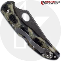 MODIFIED Spyderco Delica 4 Knife - Glow In The Dark Zome - Acid Stonewash -Knives Shop KP DELICA 69 CLOSED BACK LOGO